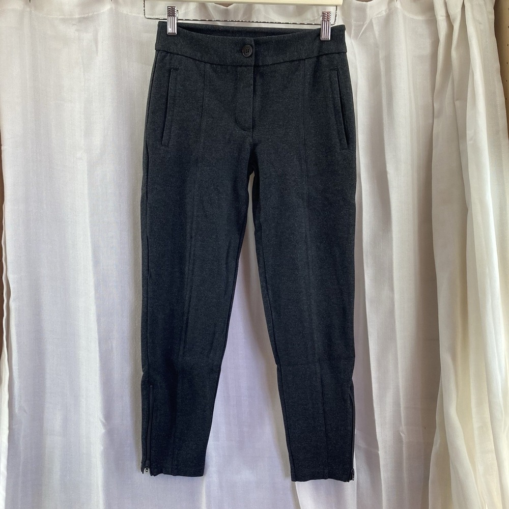Betabrand XS Petite Pants Charcoal Gray Classic Yoga Stretchy Dress Pants Zipper
